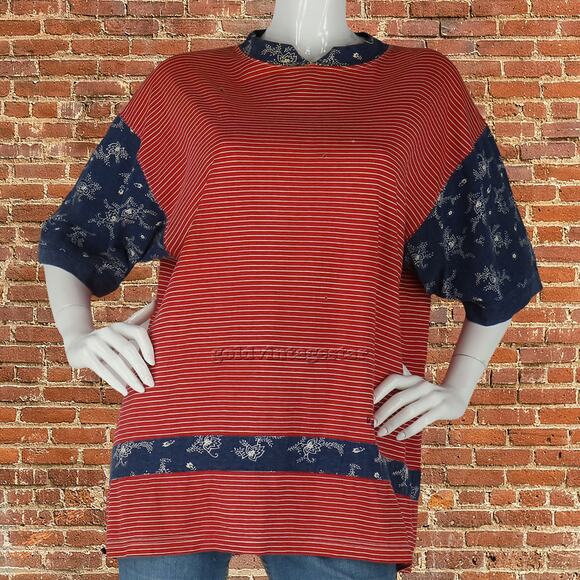 Gloria Vanderbilt Eclectic Bandana Stripe Tee Lr9a - Picture 1 of 5